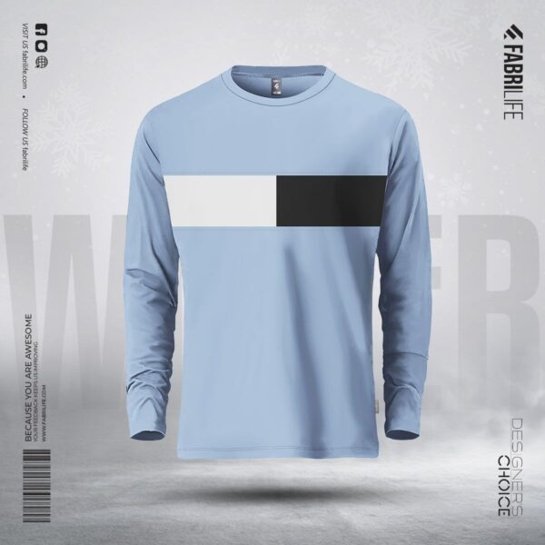 Fabrilife Mens Premium Designer Edition Full Sleeve T Shirt - Sky Blue